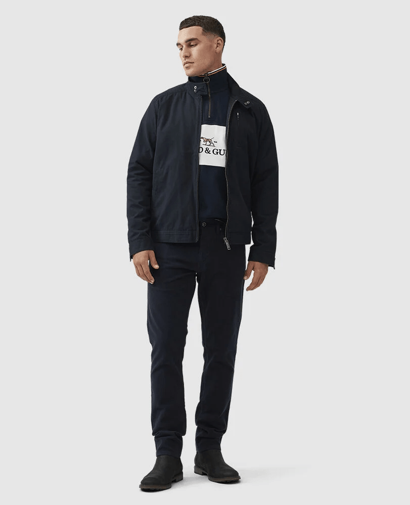 Young Ideas & Henmores - Foresters Peak 1/4 Zip Cotton Sweatshirt - Midnight - XS