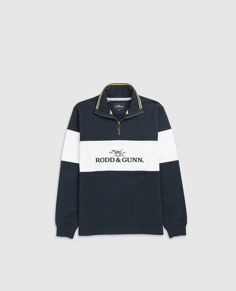 Young Ideas & Henmores - Foresters Peak 1/4 Zip Cotton Sweatshirt - Eclipse - XS
