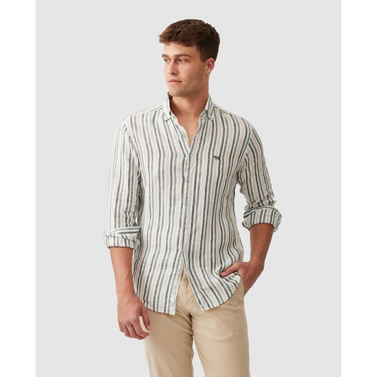 Young Ideas/Henmores - Gimmerburn Long Sleeve Linen Shirt - Leaf - M