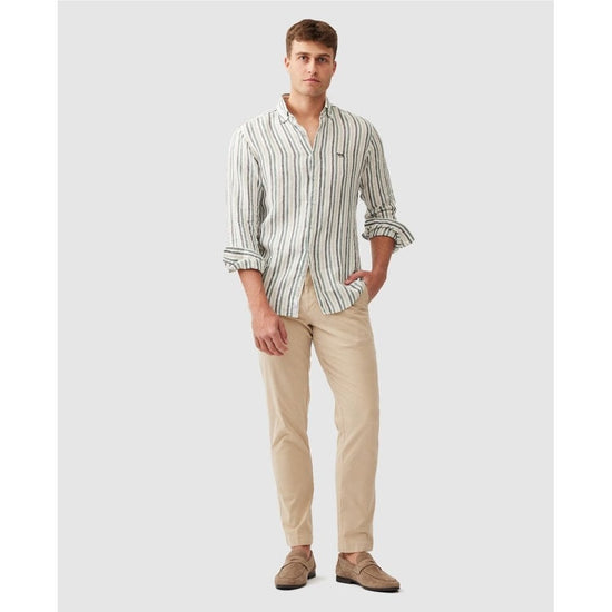 Young Ideas/Henmores - Gimmerburn Long Sleeve Linen Shirt - Leaf - M