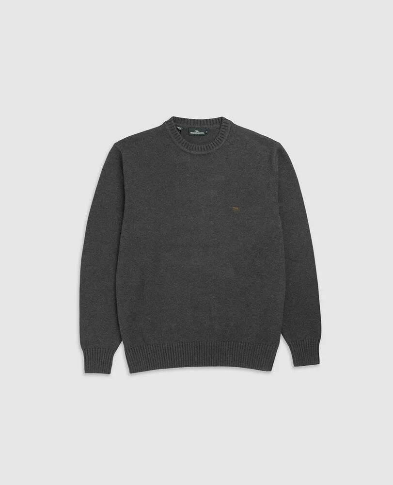 Young Ideas & Henmores -Gunn Cotton Crew Neck Jumper -Charcoal Grey -M