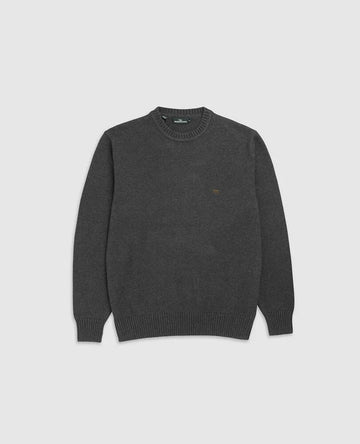Young Ideas & Henmores -Gunn Cotton Crew Neck Jumper -Charcoal Grey -M