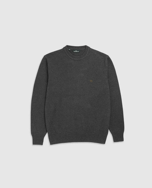 Young Ideas & Henmores -Gunn Cotton Crew Neck Jumper -Charcoal Grey -M