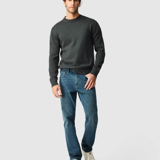 Young Ideas & Henmores -Gunn Cotton Crew Neck Jumper -Charcoal Grey -M