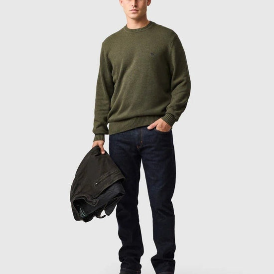 Young Ideas & Henmores -Gunn Cotton Crew Neck Jumper -Loden -M