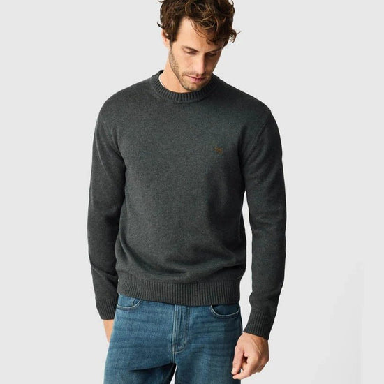 Young Ideas & Henmores -Gunn Cotton Crew Neck Jumper -Charcoal Grey -M