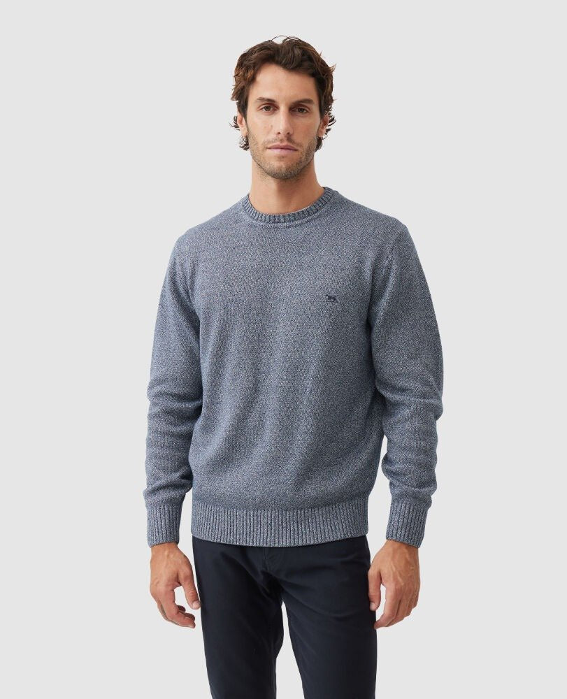 Young Ideas & Henmores -Gunn Cotton Crew Neck Jumper -Indigo -M