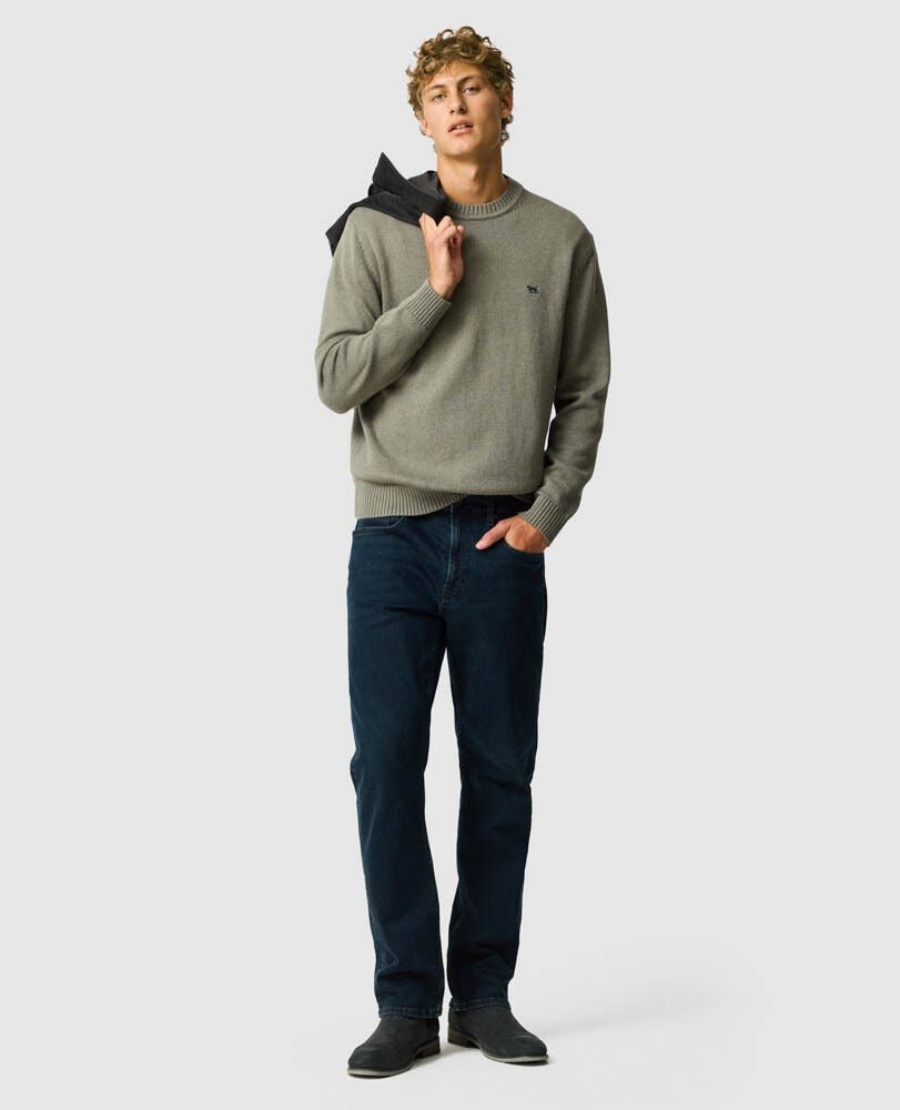 Young Ideas & Henmores -Gunn Cotton Crew Neck Jumper -Willow -M
