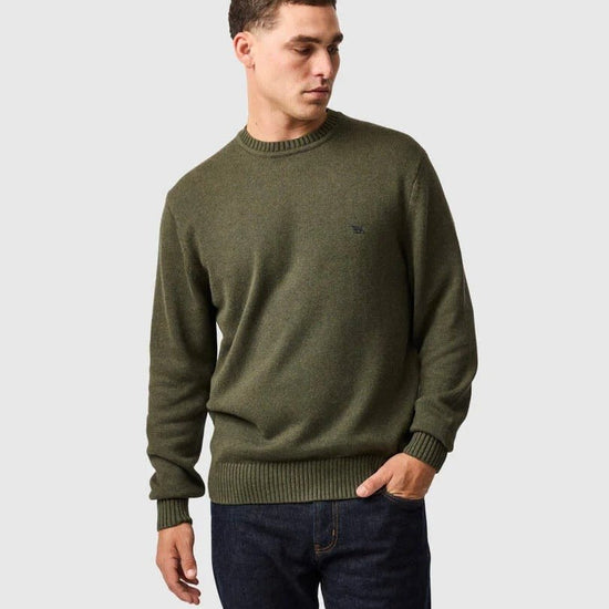 Young Ideas & Henmores -Gunn Cotton Crew Neck Jumper -Loden -M