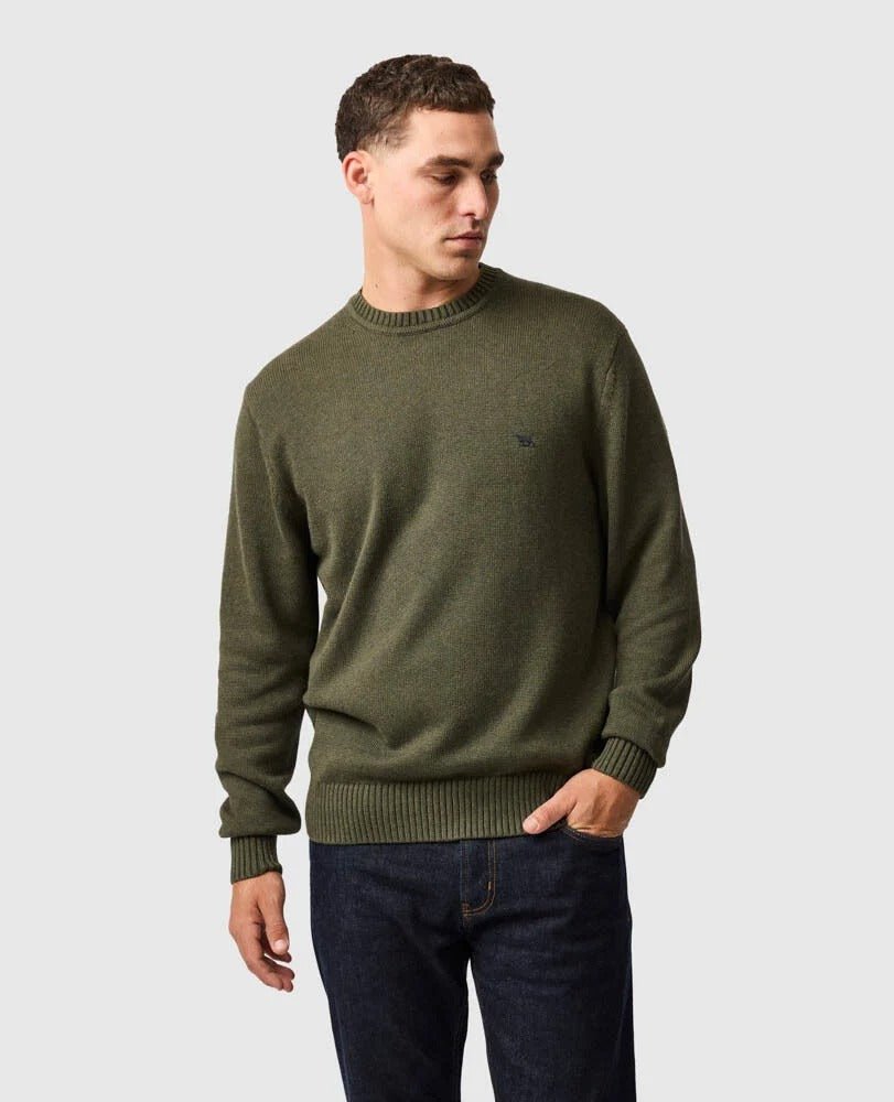 Young Ideas & Henmores -Gunn Cotton Crew Neck Jumper -Loden -M
