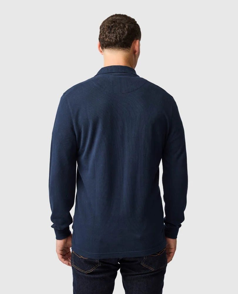 Young Ideas & Henmores -Gunn Long Sleeve Polo -Eclipse -L