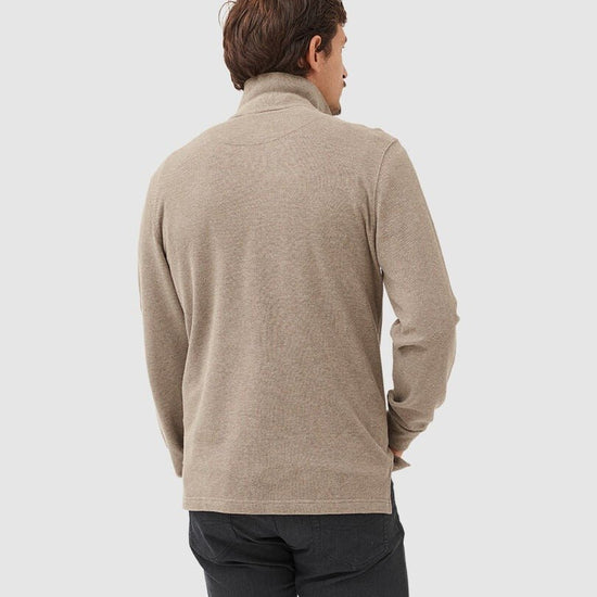 Young Ideas & Henmores -Gunn Long Sleeve Polo -Latte -L
