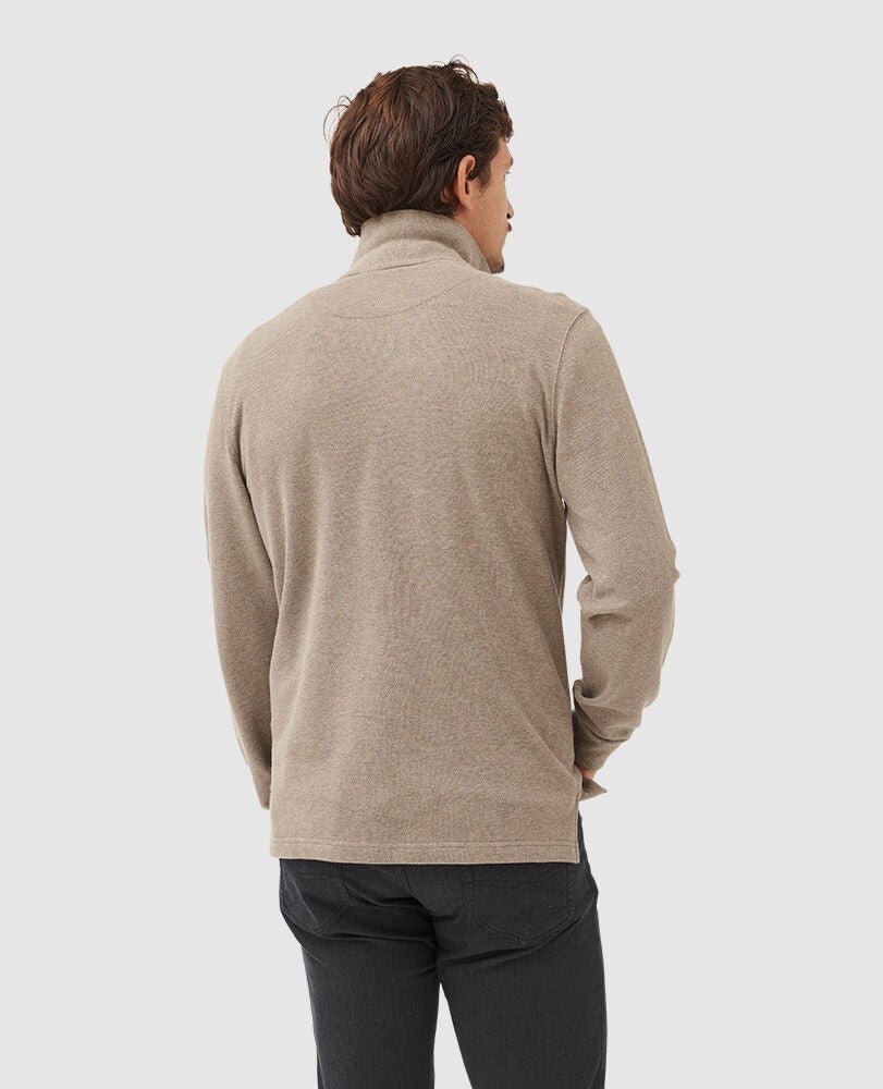 Young Ideas & Henmores -Gunn Long Sleeve Polo -Latte -L