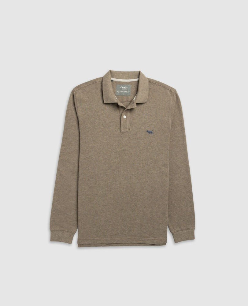Young Ideas & Henmores -Gunn Long Sleeve Polo -Latte -L