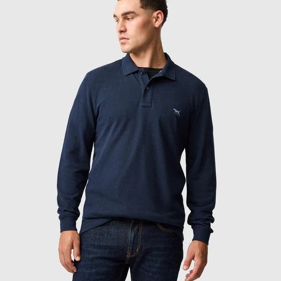 Young Ideas & Henmores -Gunn Long Sleeve Polo -Eclipse -L