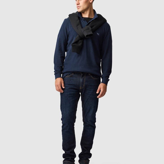 Young Ideas & Henmores -Gunn Long Sleeve Polo -Eclipse -L