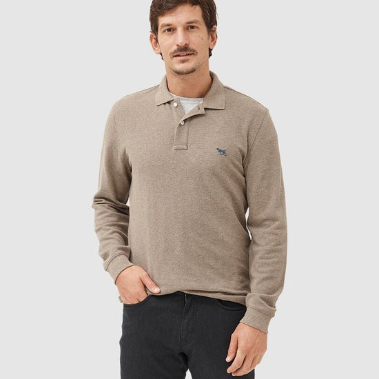 Young Ideas & Henmores -Gunn Long Sleeve Polo -Latte -L