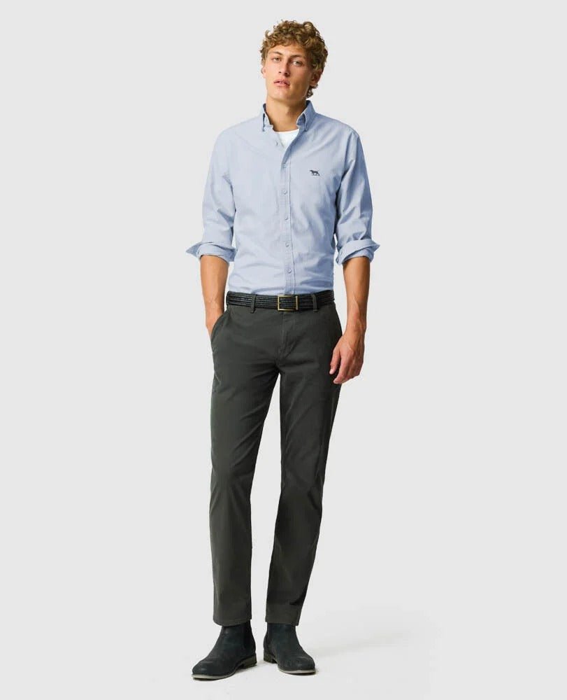 Young Ideas & Henmores -Gunn Oxford Shirt -Dusty Sage -S