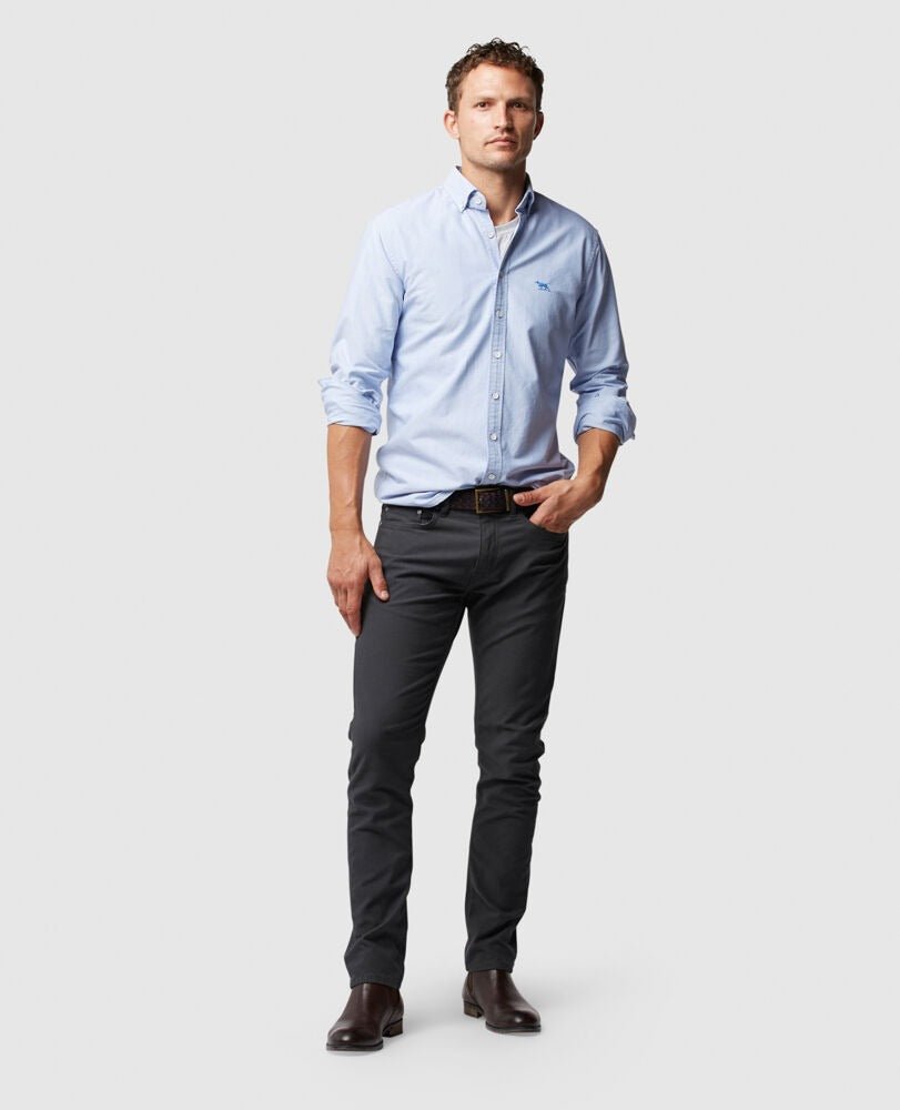 Young Ideas & Henmores -Gunn Oxford Shirt -Dusty Sage -S