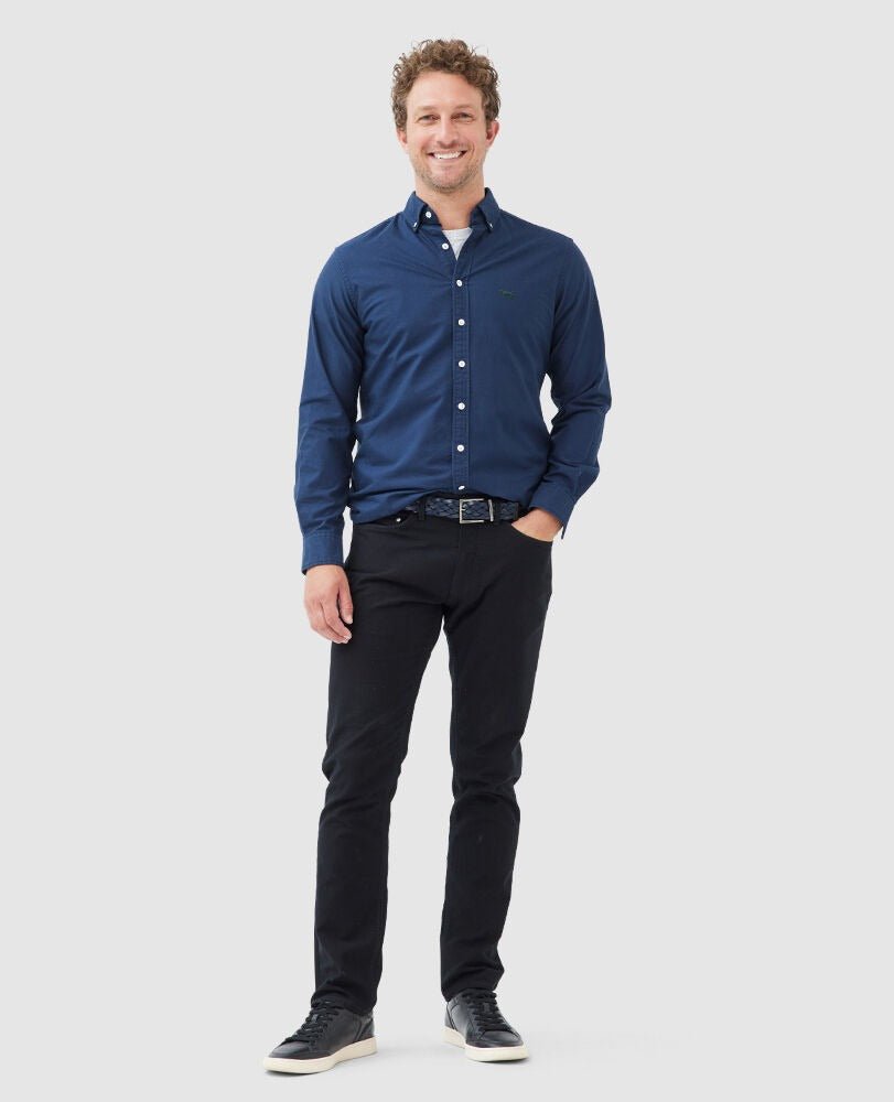 Young Ideas & Henmores -Gunn Oxford Shirt -Navy -M