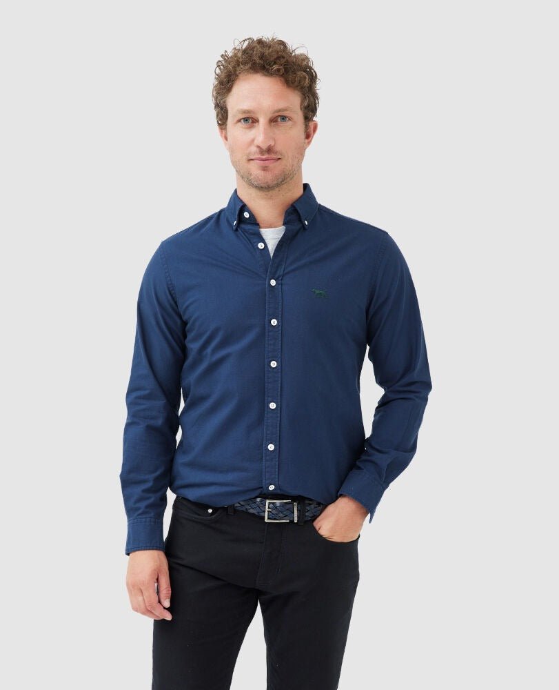 Young Ideas & Henmores -Gunn Oxford Shirt -Navy -M