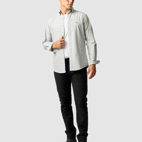 Young Ideas & Henmores -Gunn Oxford Shirt -Dusty Sage -S