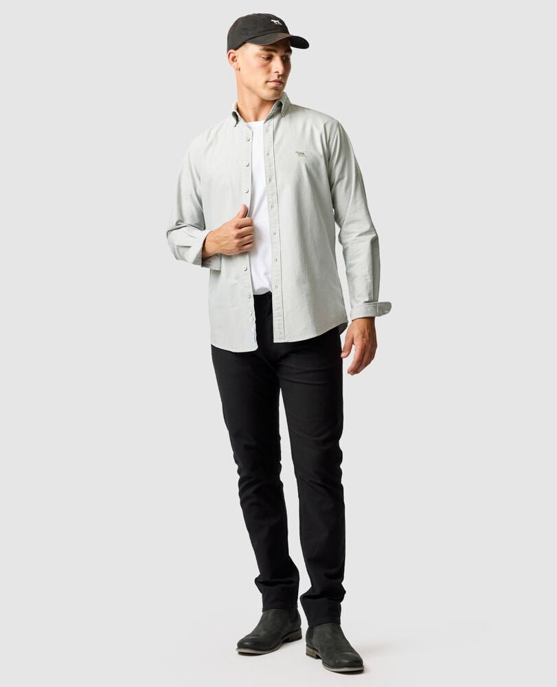 Young Ideas & Henmores -Gunn Oxford Shirt -Dusty Sage -S