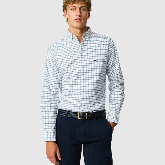 Young Ideas & Henmores -Gunn Oxford Valley Check Shirt -Marine -M