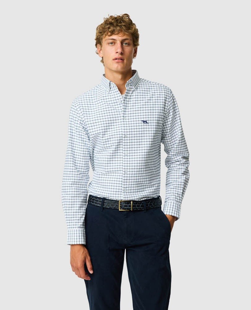 Young Ideas & Henmores -Gunn Oxford Valley Check Shirt -Marine -M