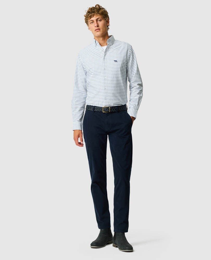 Young Ideas & Henmores -Gunn Oxford Valley Check Shirt -Marine -M