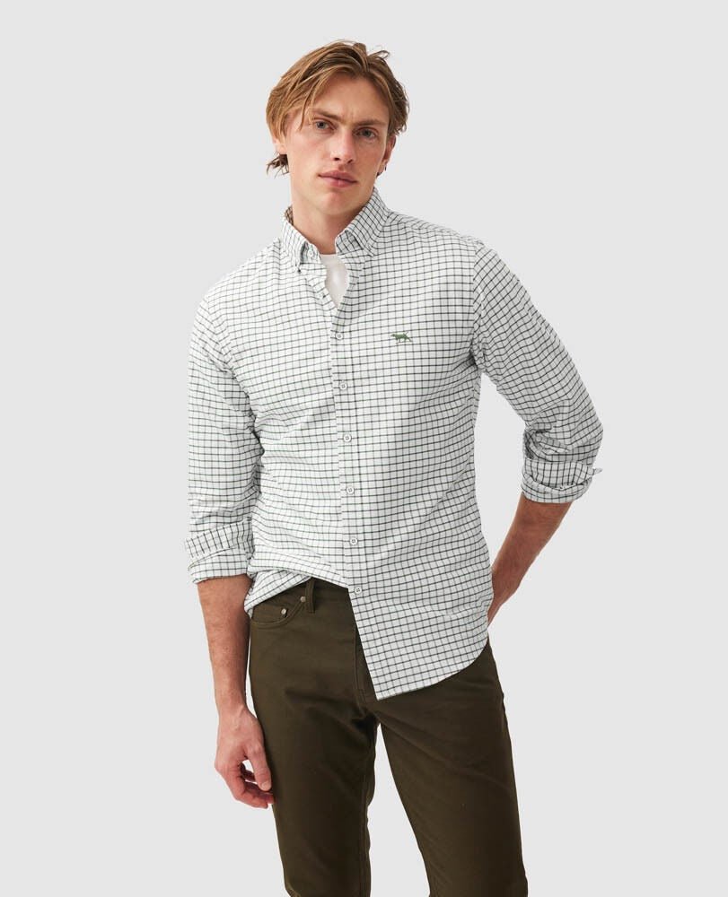 Young Ideas & Henmores -Gunn Oxford Valley Check Shirt -Olive -M
