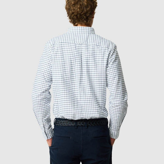 Young Ideas & Henmores -Gunn Oxford Valley Check Shirt -Marine -M
