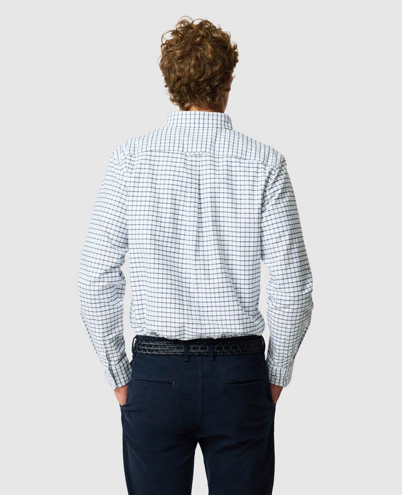 Young Ideas & Henmores -Gunn Oxford Valley Check Shirt -Marine -M