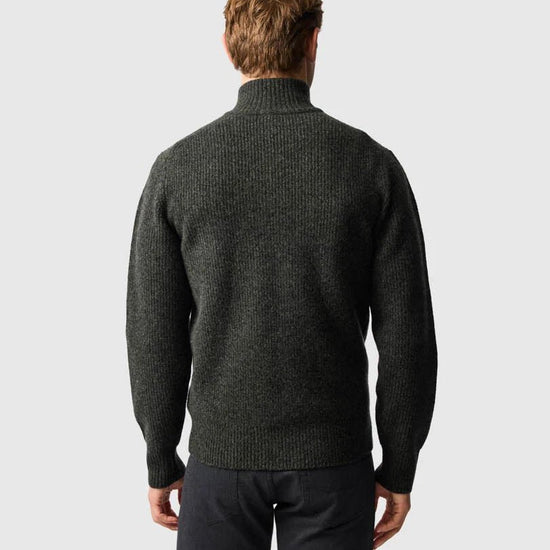 Young Ideas & Henmores -Robbies Road Wool 1/4 Zip Jumper -Jungle -M