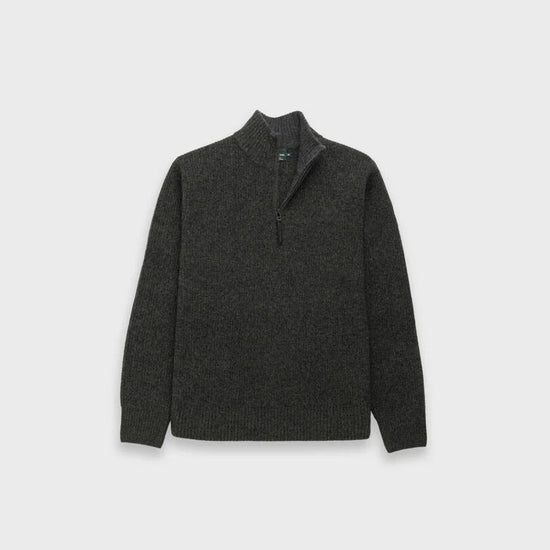 Young Ideas & Henmores -Robbies Road Wool 1/4 Zip Jumper -Jungle -M