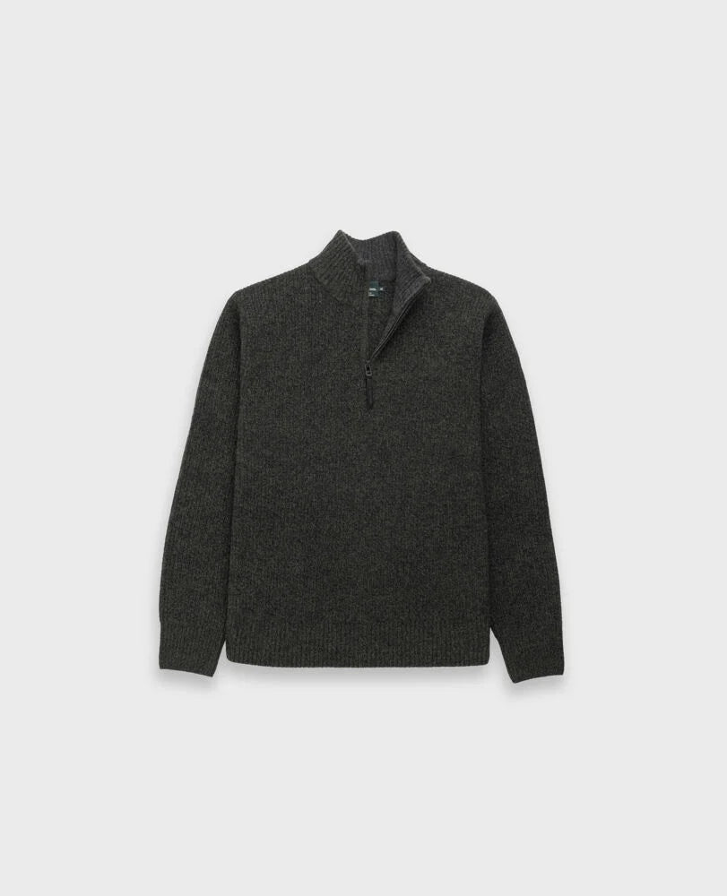Young Ideas & Henmores -Robbies Road Wool 1/4 Zip Jumper -Jungle -M