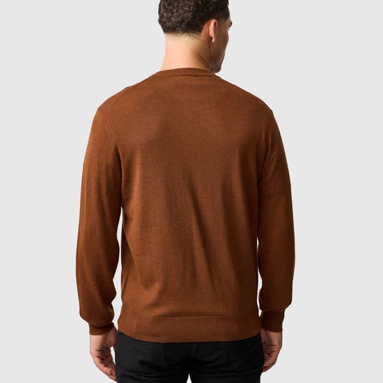 Young Ideas & Henmores -York Bay Crew Neck Jumper -Tobacco -M