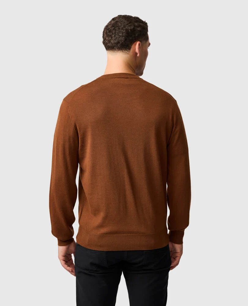 Young Ideas & Henmores -York Bay Crew Neck Jumper -Tobacco -M