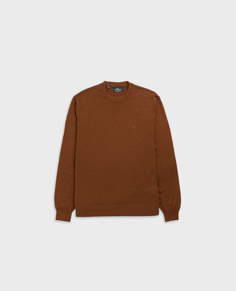 Young Ideas & Henmores -York Bay Crew Neck Jumper -Tobacco -M