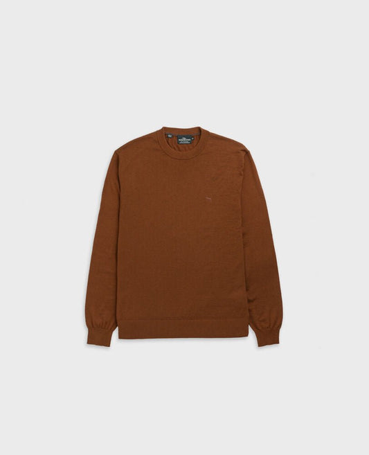 Young Ideas & Henmores -York Bay Crew Neck Jumper -Tobacco -M