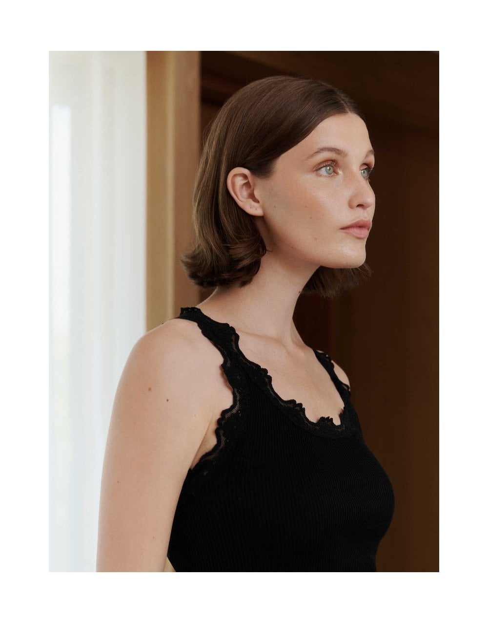 Young Ideas/Henmores - Babette Round Neck Lace Vest Top - 010 Black - S