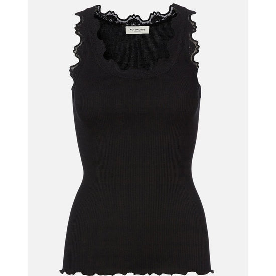 Young Ideas/Henmores - Babette Round Neck Lace Vest Top - 010 Black - S