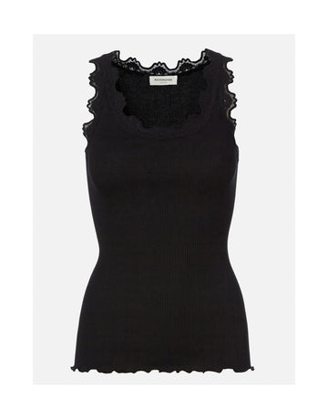 Young Ideas/Henmores - Babette Round Neck Lace Vest Top - 010 Black - S