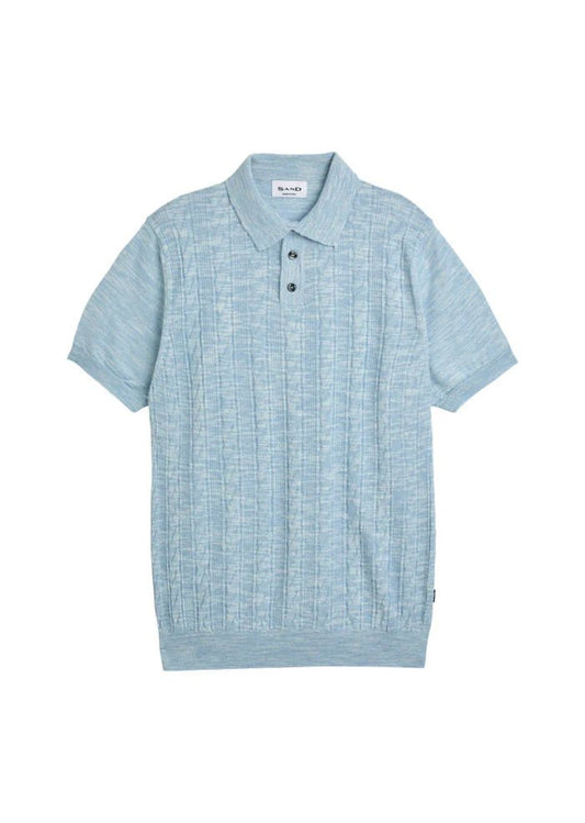 Young Ideas/Henmores - Retro Textured Polo - 510 Light Blue - M
