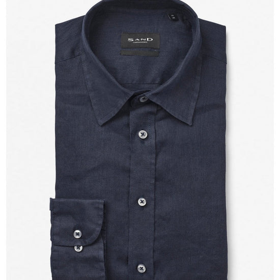 Young Ideas/Henmores - State Soft Linen Long Sleeve Shirt - 555 Medium Blue - 39