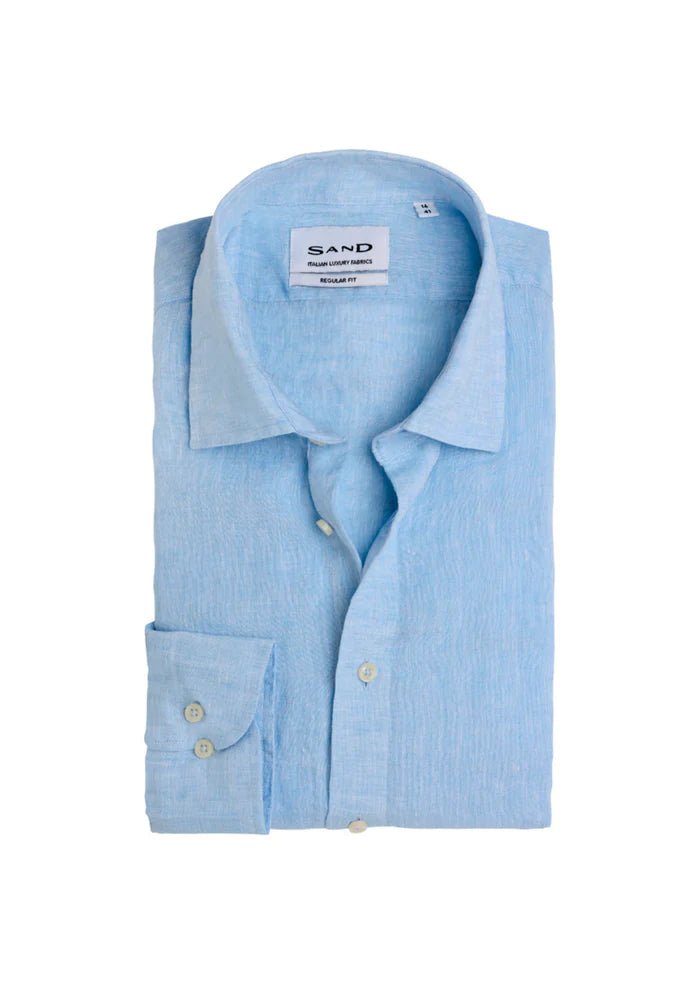 Young Ideas/Henmores - State Soft Short Sleeve Linen Shirt - 500 Sky Blue - M