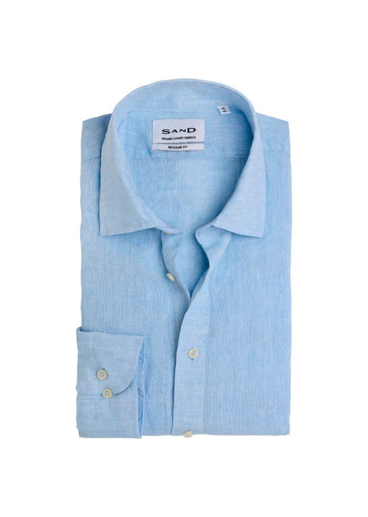 Young Ideas/Henmores - State Soft Short Sleeve Linen Shirt - 500 Sky Blue - M