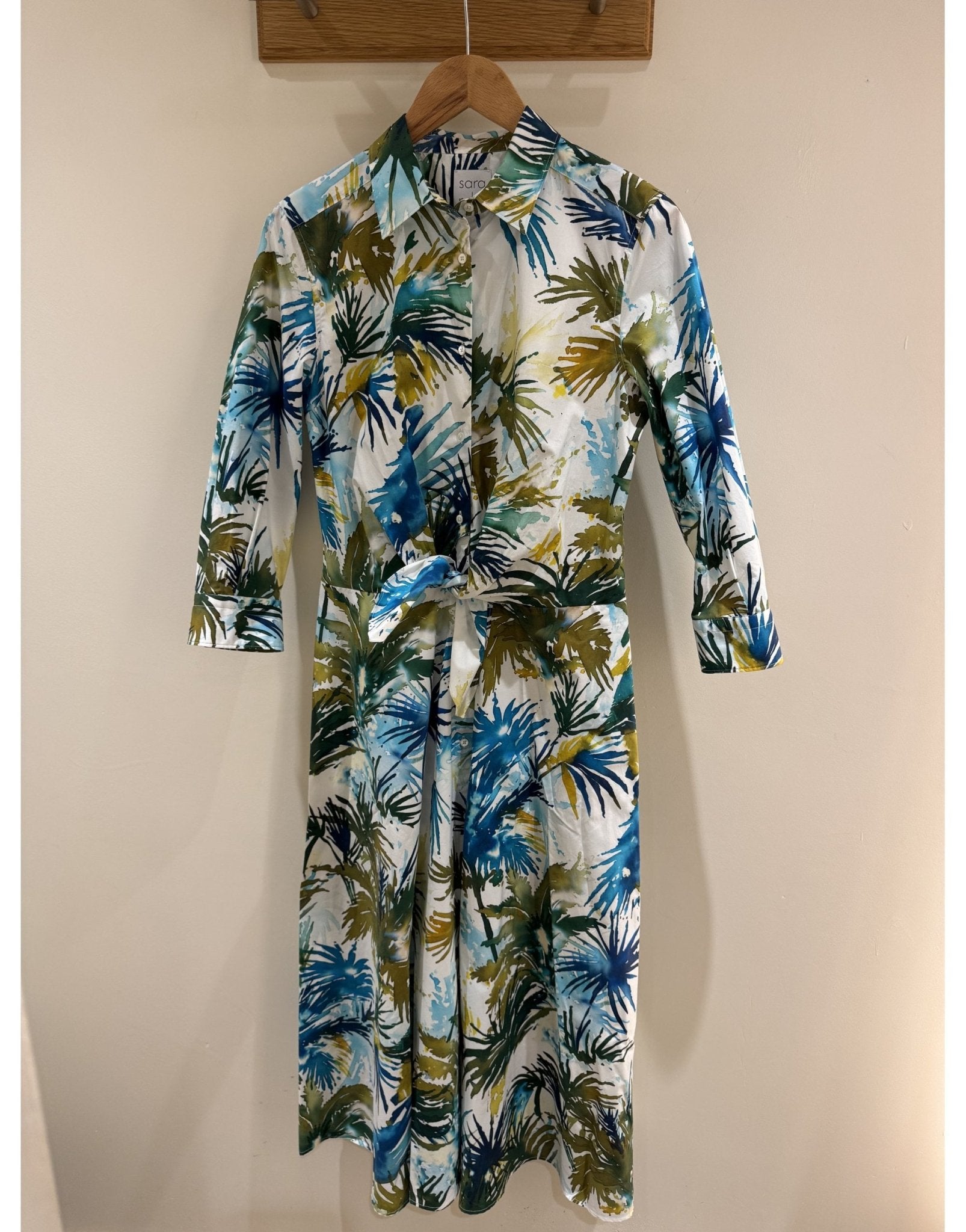 Young Ideas/Henmores - Dralla Watercolour Palms 3/4 Sleeve Midi Dress - 340 Watercolour Palms - 8