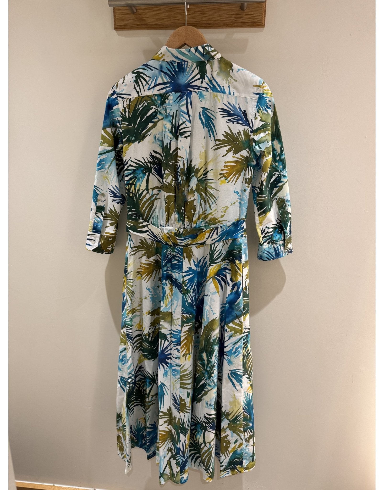Young Ideas/Henmores - Dralla Watercolour Palms 3/4 Sleeve Midi Dress - 340 Watercolour Palms - 8