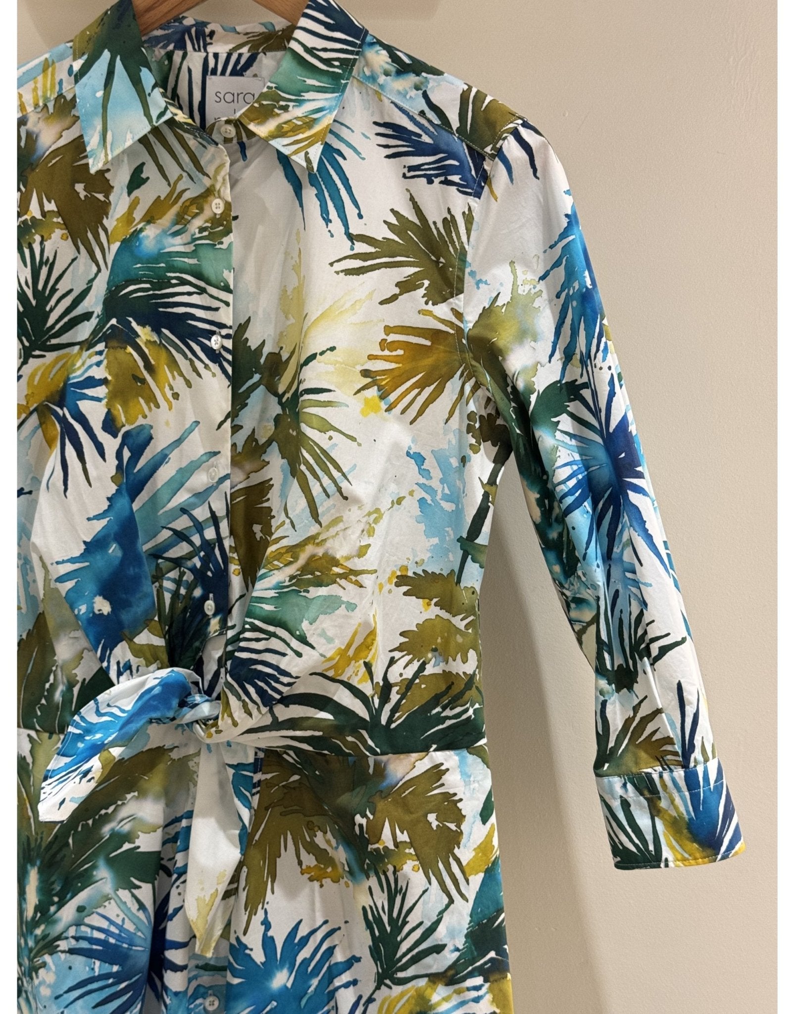 Young Ideas/Henmores - Dralla Watercolour Palms 3/4 Sleeve Midi Dress - 340 Watercolour Palms - 8